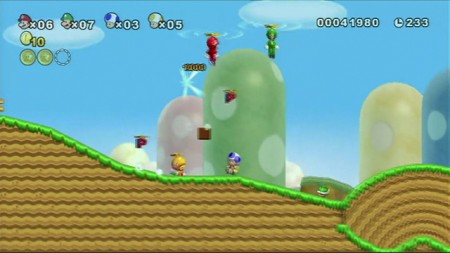 Gameplay shot of New Super Mario Bros. Wii. nintendo-e309-6