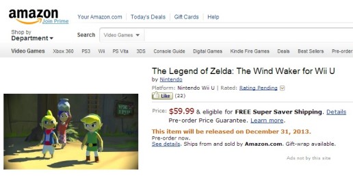 Wind Waker HD Amazon Pre-order