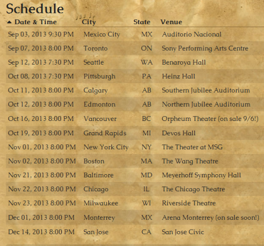 Zelda Symphony Schedule