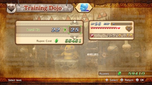 Hyrule Warriors Training Dojo Menu